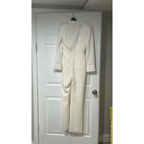 Cinq a Sept Ivory Holiday Macie Wrap Jumpsuit Size 6 - Picture 8 of 12